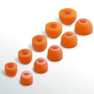 New W Improved Ear Tips. Upgrade Hybrid Design: Soft Memory Foam Core and Silicone Layer Outside. Comfortable Fit, Longer Life and Easy to Clean - 5 Pairs (X-Small/Small/Medium/Large/X-Large) New W Improved Ear Tips. Upgrade Hybrid Design: Soft Memory Foam Core and Silicone Layer Outside. Comfortable Fit, Longer Life and Easy to Clean - 5 Pairs (X-Small/Small/Medium/Large/X-Large)