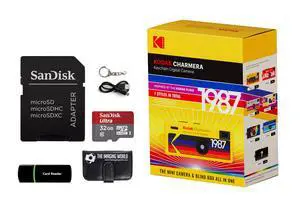 Kodak Charmera Key Chain Digital Camera (Random Style Blind Box) with 32 GB Micro SDHC Card and Reader, Memory Card Wallet Bundle Kodak Charmera Key Chain Digital Camera (Random Style Blind Box) with 32 GB Micro SDHC Card and Reader, Memory Card Wallet Bundle