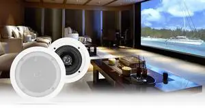 HC55 White 5.25" in-Ceiling Home Theater Speakers, 8 Ohm, Pair | 300W Peak / 120W RMS, Swivel Tweeter, Paintable Flush Mount Grills, 88dB, 80Hz-20KHz, 6.5" Cut-Out, 2-Way, Multi-Room HC55 White 5.25" in-Ceiling Home Theater Speakers, 8 Ohm, Pair | 300W Peak / 120W RMS, Swivel Tweeter, Paintable Flush Mount Grills, 88dB, 80Hz-20KHz, 6.5" Cut-Out, 2-Way, Multi-Room
