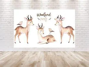 Woodland Deer Backdrop 5x3 FT Forest Animals Party Banner for Baby Shower and Birthday Decorations Woodland Deer Backdrop 5x3 FT Forest Animals Party Banner for Baby Shower and Birthday Decorations