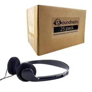 SN09 Bulk Headphones 25 Pack Disposable Stereo Classroom Headphones, Black Affordable for Schools, Testing, Libraries SN09 Bulk Headphones 25 Pack Disposable Stereo Classroom Headphones, Black Affordable for Schools, Testing, Libraries
