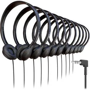 40 Pack Bulk Wired On-Ear Leather Headphones with 3.5mm Connector, Black 40 Pack Bulk Wired On-Ear Leather Headphones with 3.5mm Connector, Black