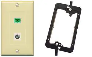 1 Port SC-APC Fiber Simplex 1 Port Coax Cable TV- F-Type Decorative Wall Plate Bracket Included - Ivory 1 Port SC-APC Fiber Simplex 1 Port Coax Cable TV- F-Type Decorative Wall Plate Bracket Included - Ivory