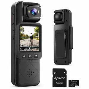 Mini Clip-On Body Camera 1080P with 360° Rotating Lens, Wearable Recording Camera with WiFi, LCD Screen & 64GB Card Mini Clip-On Body Camera 1080P with 360° Rotating Lens, Wearable Recording Camera with WiFi, LCD Screen & 64GB Card