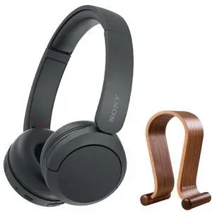 WH-CH520 Wireless Headphones with Microphone, Black Bundle with Wood Headphone Display Stand Secure Tabletop Holder/Gaming Headset Hanger WH-CH520 Wireless Headphones with Microphone, Black Bundle with Wood Headphone Display Stand Secure Tabletop Holder/Gaming Headset Hanger