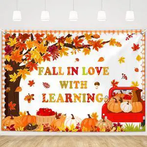 7x5ft Fall in Love with Learning Backdrop Autumn Thanksgiving Maple Leaves Fall Kids Students Classroom Elementary Library Decorations Banner Wallpaper Photo Booth Props 7x5ft Fall in Love with Learning Backdrop Autumn Thanksgiving Maple Leaves Fall Kids Students Classroom Elementary Library Decorations Banner Wallpaper Photo Booth Props
