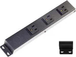 10 Hardwired Power Strip (NO Power Cord), 3 Vertical Outlets (NOT Tamper Resistant), with Ears (with mounting tabs on Both Ends), 15A (NOT a 20 Amp Unit), Black 10 Hardwired Power Strip (NO Power Cord), 3 Vertical Outlets (NOT Tamper Resistant), with Ears (with mounting tabs on Both Ends), 15A (NOT a 20 Amp Unit), Black