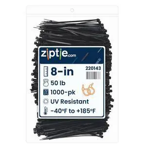 8-Inch Black Nylon Multi-Purpose Zip Ties - 50-lb Tensile Strength Cord Management - UL 21S Listed Tie Wraps - UV Resistant, Indoor & Outdoor Multi-Purpose (1000-Pack) 8-Inch Black Nylon Multi-Purpose Zip Ties - 50-lb Tensile Strength Cord Management - UL 21S Listed Tie Wraps - UV Resistant, Indoor & Outdoor Multi-Purpose (1000-Pack)