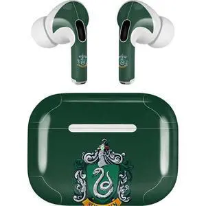 Decal Audio Skin Compatible with Apple AirPods Pro - Officially Licensed Wizarding World Harry Potter Slytherin House Crest Design Decal Audio Skin Compatible with Apple AirPods Pro - Officially Licensed Wizarding World Harry Potter Slytherin House Crest Design