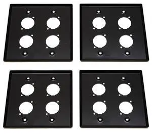 (4) Four Double Gang Blank Wall Plate for Four XLR Male or Female Panel Mount D Type BLACK Steel (4) Four Double Gang Blank Wall Plate for Four XLR Male or Female Panel Mount D Type BLACK Steel