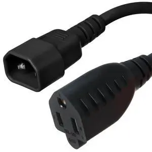 IronBox Electric IEC C14 to 5-15R Power Cord - 10A/125V Heavy Duty 18 AWG Adapter Cable Extension, C14 Male Plug to 5-15R Female Connector - PDU, Computer, Server, UPS & Data Center (Black, 6ft) IronBox Electric IEC C14 to 5-15R Power Cord - 10A/125V Heavy Duty 18 AWG Adapter Cable Extension, C14 Male Plug to 5-15R Female Connector - PDU, Computer, Server, UPS & Data Center (Black, 6ft)