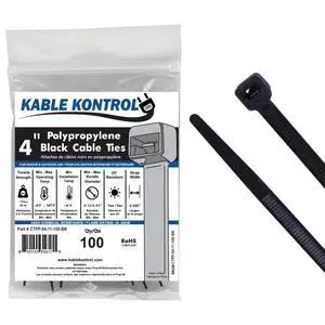 Polypropylene Cable Ties 4 Inch 100 Pcs, 11 Lbs Test, Black | PP Zip Ties Chemical, UV, Temperature & Moisture Resistant Food Safe Ties for Marine, Automotive Use Polypropylene Cable Ties 4 Inch 100 Pcs, 11 Lbs Test, Black | PP Zip Ties Chemical, UV, Temperature & Moisture Resistant Food Safe Ties for Marine, Automotive Use