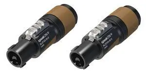 16 Neutrik NL2FXX-W-S 2-Pole Locking SpeakON Speaker Connector | Inline female connector in black and brown for secure 2-pole speaker cable connections 16 Neutrik NL2FXX-W-S 2-Pole Locking SpeakON Speaker Connector | Inline female connector in black and brown for secure 2-pole speaker cable connections