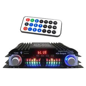 BT-998 HiFi Audio Power Amplifier 4 Channel Low Distortion Support FM Stereo Radio DC 12V Digital Music Amp for Home Car BT-998 HiFi Audio Power Amplifier 4 Channel Low Distortion Support FM Stereo Radio DC 12V Digital Music Amp for Home Car