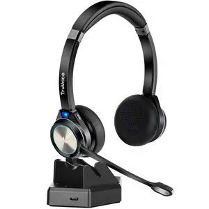 BT65 Wireless USB Headset with Hi-Fi Audio and Noise Canceling Microphone - v5.2 Bluetooth Fast Charging Base and 15hr Talk time - Multi Connectivity with Both Computer and Cell Phone BT65 Wireless USB Headset with Hi-Fi Audio and Noise Canceling Microphone - v5.2 Bluetooth Fast Charging Base and 15hr Talk time - Multi Connectivity with Both Computer and Cell Phone