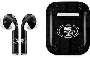 Decal Audio Skin Compatible with Apple AirPods - Officially Licensed NFL San Franciso 49ers Black & White Design Decal Audio Skin Compatible with Apple AirPods - Officially Licensed NFL San Franciso 49ers Black & White Design