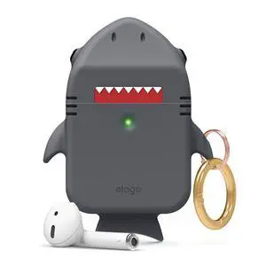 Shark Case Cover for AirPods 1 & 2 | Cute 3D Design Cover with Keychain (Dark Grey) Shark Case Cover for AirPods 1 & 2 | Cute 3D Design Cover with Keychain (Dark Grey)
