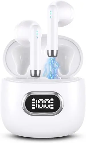 Wireless Earbuds for Amazon Fire HD 8 (2022) Bluetooth 5.3 Headphones with LED Display Charging Case, Waterproof IPX7 Hands-Free Headset with Mic, Hi-Fi Stereo Sound, Touch Control - White Wireless Earbuds for Amazon Fire HD 8 (2022) Bluetooth 5.3 Headphones with LED Display Charging Case, Waterproof IPX7 Hands-Free Headset with Mic, Hi-Fi Stereo Sound, Touch Control - White