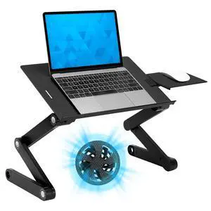 Adjustable Laptop Stand & Lap Desk with USB Cooling Fans, Large Aluminum Laptop Tray with Mouse Pad, Portable Sit-Stand Laptop Desk for Bed, Couch & Table Adjustable Laptop Stand & Lap Desk with USB Cooling Fans, Large Aluminum Laptop Tray with Mouse Pad, Portable Sit-Stand Laptop Desk for Bed, Couch & Table