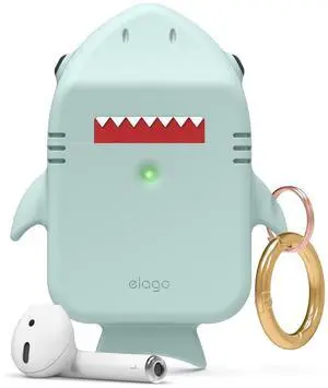Shark Case Cover for AirPods 1 & 2 | Cute 3D Design Cover with Keychain (Baby Mint) Shark Case Cover for AirPods 1 & 2 | Cute 3D Design Cover with Keychain (Baby Mint)