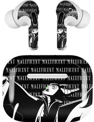 Decal Audio Skin Compatible with Apple AirPods Pro - Officially Licensed Disney Villains Maleficent Black and White Design Decal Audio Skin Compatible with Apple AirPods Pro - Officially Licensed Disney Villains Maleficent Black and White Design