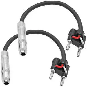 SAPT514-2 Pack of 6 Inch Banana Plug to 1/4 Inch TS Mono Female Patch Cables - Banana Male to 1/4" Female Speaker Adapter SAPT514-2 Pack of 6 Inch Banana Plug to 1/4 Inch TS Mono Female Patch Cables - Banana Male to 1/4" Female Speaker Adapter