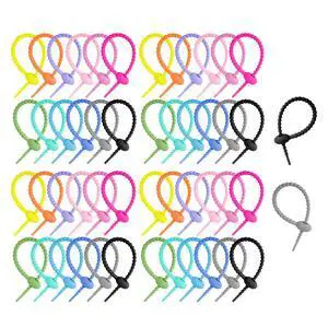 Pack of 10/20/50 Silicone Reusable Bag Twist Wire Fasten Cable Tie Flexible Ties for Organization and Projects Pack of 10/20/50 Silicone Reusable Bag Twist Wire Fasten Cable Tie Flexible Ties for Organization and Projects