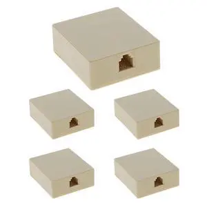 (5-Pack) RJ11 (6P4C) Modular Single Port Surface Mount Jack Box Ivory for Telehone/Phone Line with Mounting Screws (5-Pack) RJ11 (6P4C) Modular Single Port Surface Mount Jack Box Ivory for Telehone/Phone Line with Mounting Screws