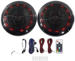 RMC65LB Black Pair 6.5" 2-Way 4 Ohm Marine Speakers with LED | 600W Peak, 150W RMS, Multi-Color LEDs, Waterproof, 19 Dynamic Modes, 20 Colors, 55Hz-20kHz RMC65LB Black Pair 6.5" 2-Way 4 Ohm Marine Speakers with LED | 600W Peak, 150W RMS, Multi-Color LEDs, Waterproof, 19 Dynamic Modes, 20 Colors, 55Hz-20kHz