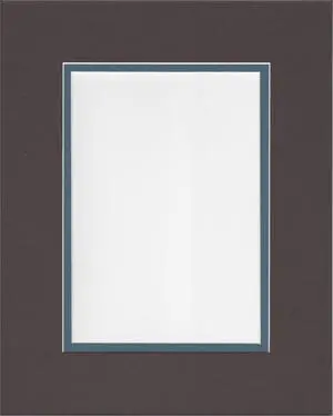 16x20 Chocolate Brown and Slate Blue Double Picture Mat, Bevel Cut for 11x14 Picture or Photo 16x20 Chocolate Brown and Slate Blue Double Picture Mat, Bevel Cut for 11x14 Picture or Photo
