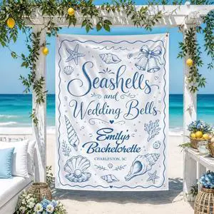 Personalized Seashells Wedding Bells Bachelorette Banner Backdrop Custom Name Bride To Be Beach Coastal Bach Party Photo Backdrop Bridal Shower Hen Party Bride Tribe Girls Night Decor Sign Art Personalized Seashells Wedding Bells Bachelorette Banner Backdrop Custom Name Bride To Be Beach Coastal Bach Party Photo Backdrop Bridal Shower Hen Party Bride Tribe Girls Night Decor Sign Art