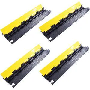 4-Pack Rubber Cable Protector Ramp 2-Channel | Heavy-Duty Floor Cord Cover for Driveway, Warehouse, Events - 22,000 lbs Load Capacity - Indoor & Outdoor Use 4-Pack Rubber Cable Protector Ramp 2-Channel | Heavy-Duty Floor Cord Cover for Driveway, Warehouse, Events - 22,000 lbs Load Capacity - Indoor & Outdoor Use
