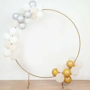 Efavormart 6.5ft Gold Metal Circle Backdrop Stand, Large Round Balloon and Flower Arch Frame with Stable Base for Wedding Ceremonies and Grand Events Efavormart 6.5ft Gold Metal Circle Backdrop Stand, Large Round Balloon and Flower Arch Frame with Stable Base for Wedding Ceremonies and Grand Events