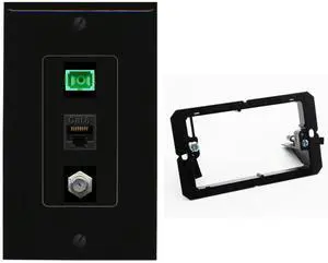 1 Port Fiber Optic Jack SC Simplex APC + Cat6 + Coax Wall Plate - Bracket Black/Black 1 Port Fiber Optic Jack SC Simplex APC + Cat6 + Coax Wall Plate - Bracket Black/Black