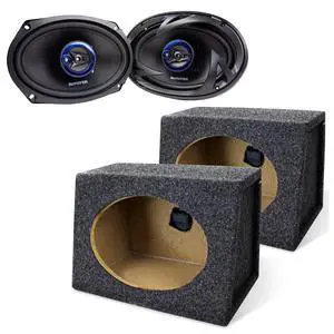 Street Machine 6x9 Coaxial Speakers, 1 Pair with QPower 2 Pack Angled Style 6x9 Car Speaker Box Enclosure - Audio Equipment for Vehicles Street Machine 6x9 Coaxial Speakers, 1 Pair with QPower 2 Pack Angled Style 6x9 Car Speaker Box Enclosure - Audio Equipment for Vehicles