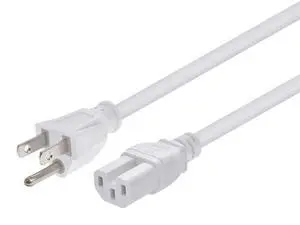 Heavy Duty Power Cord - 6 Feet - White | NEMA 5-15P to IEC 60320 C15, 14AWG, 15A, SJT, 125V, for PCs, Monitors, Scanners, and Printers Heavy Duty Power Cord - 6 Feet - White | NEMA 5-15P to IEC 60320 C15, 14AWG, 15A, SJT, 125V, for PCs, Monitors, Scanners, and Printers