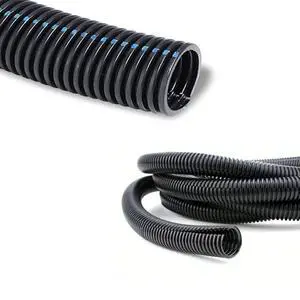 Flame Retardant Split Wire Loom Tubing 5/8 Inch 100 Ft Long - Black Self-Extinguishing Wire Conduit Cover for Cords - Corrugated Tubing and Protector Durable Polypropylene Flame Retardant Split Wire Loom Tubing 5/8 Inch 100 Ft Long - Black Self-Extinguishing Wire Conduit Cover for Cords - Corrugated Tubing and Protector Durable Polypropylene