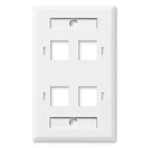 Keystone Jack Wall Plate 4-Port, Low Profile, Single Gang, White, 10-Pack Keystone Jack Wall Plate 4-Port, Low Profile, Single Gang, White, 10-Pack