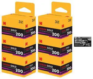 Kodak Eastman Gold 200 Color Negative Film (35mm Roll Film, 36 Exposures) - 6-Pack with Microfiber Cleaning Cloth Kodak Eastman Gold 200 Color Negative Film (35mm Roll Film, 36 Exposures) - 6-Pack with Microfiber Cleaning Cloth