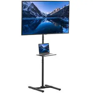 Extra Tall TV Floor Stand with Shelf for 13 to 50 inch Screens, LED OLED 4K Smart Flat, Curved Monitors, 70 inch Tall, Max VESA 200x200, Tall Pole for Treadmills, Ellipticals, Black, STAND-TV17-S Extra Tall TV Floor Stand with Shelf for 13 to 50 inch Screens, LED OLED 4K Smart Flat, Curved Monitors, 70 inch Tall, Max VESA 200x200, Tall Pole for Treadmills, Ellipticals, Black, STAND-TV17-S