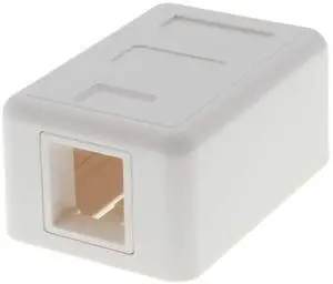 Keystone Jack Surface Mount Box White, Biscuit for RJ45, RJ11, RJ12 Keystone Jacks, UL Listed, RoHs Compliant (50-Pack, 1-Port) Keystone Jack Surface Mount Box White, Biscuit for RJ45, RJ11, RJ12 Keystone Jacks, UL Listed, RoHs Compliant (50-Pack, 1-Port)