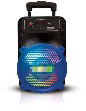 Top Tech Rock-8 Fully Amplified 1500W Portable Bluetooth Speaker, 8-Inch Woofer, LED Lights, 5-Hr Rechargeable Battery, USB, TF Card, FM Radio, AUX Inputs, Wired Microphone for Karaoke, Blue Top Tech Rock-8 Fully Amplified 1500W Portable Bluetooth Speaker, 8-Inch Woofer, LED Lights, 5-Hr Rechargeable Battery, USB, TF Card, FM Radio, AUX Inputs, Wired Microphone for Karaoke, Blue