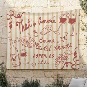 Personalized Thats Amore Bridal Shower Backdrop Linen Fabric, Custom Name Italian Theme Wine Pizza Banner, Bride to Be Party Decorations Photo Booth Background Personalized Thats Amore Bridal Shower Backdrop Linen Fabric, Custom Name Italian Theme Wine Pizza Banner, Bride to Be Party Decorations Photo Booth Background