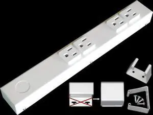 12" Hardwired Power Strip (NO Power Cord), 6 Tamper Resistant Outlets (NEMA 5-15R, Vertical - NOT 20Amp), NO Ears (Without mounting tabs on Both Ends), White 12" Hardwired Power Strip (NO Power Cord), 6 Tamper Resistant Outlets (NEMA 5-15R, Vertical - NOT 20Amp), NO Ears (Without mounting tabs on Both Ends), White