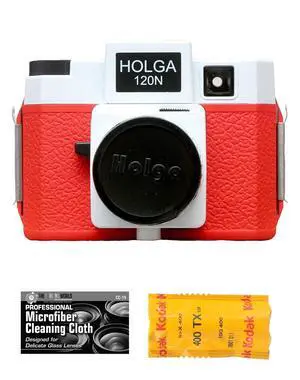 Holga 120N Medium Format Film Camera (Red/White) with Kodak TX 120 Film Bundle and Microfiber Cloth Holga 120N Medium Format Film Camera (Red/White) with Kodak TX 120 Film Bundle and Microfiber Cloth