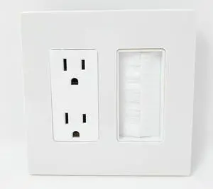 2 Gang 15A Outlet Mesh-Brush Screwless Decorative Wall Plate White 2 Gang 15A Outlet Mesh-Brush Screwless Decorative Wall Plate White