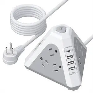 Tower Surge Protector Power Strip, 9 AC Outlets with 4 USB Ports (1 USB C) 3-Side Triangle Outlets with USB Ports,6.5 Ft,Flat Plug, Charging Station with Surge Protection Tower Surge Protector Power Strip, 9 AC Outlets with 4 USB Ports (1 USB C) 3-Side Triangle Outlets with USB Ports,6.5 Ft,Flat Plug, Charging Station with Surge Protection