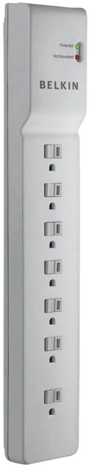 7-Outlet Surge Protector Power Strip, 2160J, 7ft Cord, Angled Plug | surge suppressor, cable management, home office, desktop computer, entertainment center 7-Outlet Surge Protector Power Strip, 2160J, 7ft Cord, Angled Plug | surge suppressor, cable management, home office, desktop computer, entertainment center