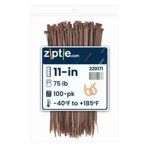 11-Inch Dark Brown Nylon Multi-Purpose Zip Ties - 75-lb Tensile Strength Cord Management - UL 21S Listed Tie Wraps - Indoor Multi-Purpose (100-Pack) 11-Inch Dark Brown Nylon Multi-Purpose Zip Ties - 75-lb Tensile Strength Cord Management - UL 21S Listed Tie Wraps - Indoor Multi-Purpose (100-Pack)