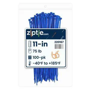 11-Inch Blue Nylon Multi-Purpose Zip Ties - 75-lb Tensile Strength Cord Management - UL 21S Listed Tie Wraps - Indoor Multi-Purpose (100-Pack) 11-Inch Blue Nylon Multi-Purpose Zip Ties - 75-lb Tensile Strength Cord Management - UL 21S Listed Tie Wraps - Indoor Multi-Purpose (100-Pack)